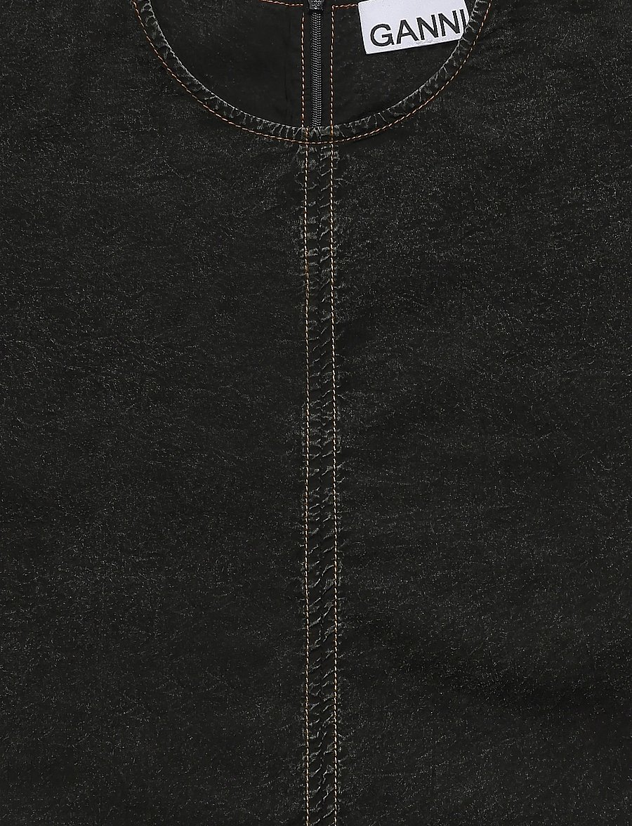 Ganni - Black Washed Kimono Dress - korta klänningar - black - 5
