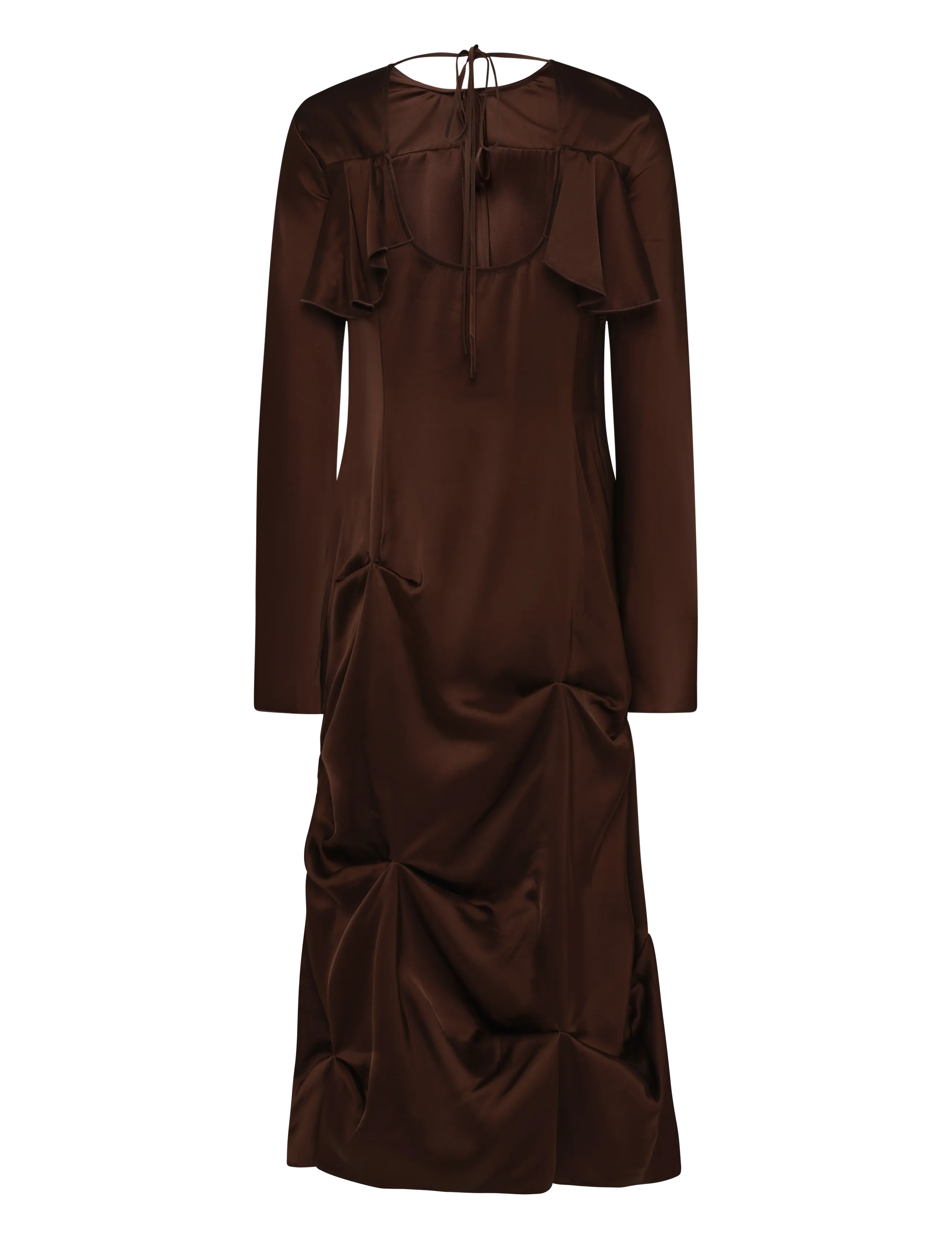 Ganni - Brown Ruffle Dress - brown - 1