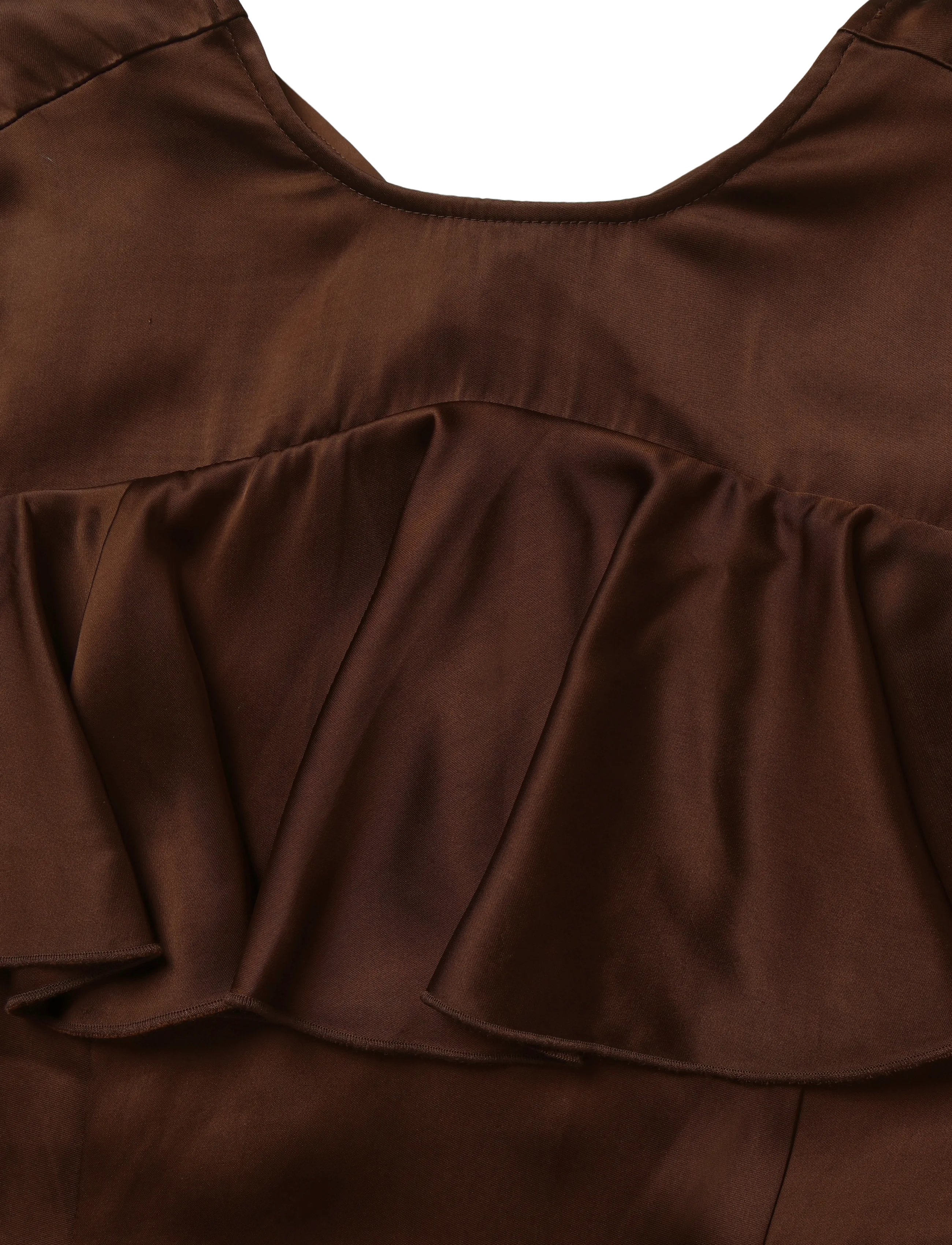 Ganni - Brown Ruffle Dress - brown - 2