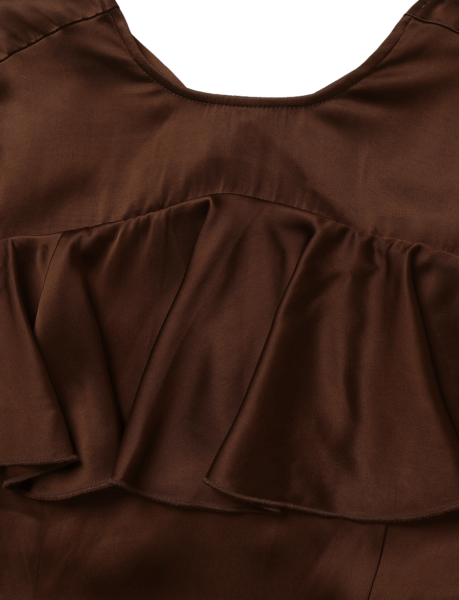 Ganni - Brown Ruffle Dress - party dresses - brown - 2