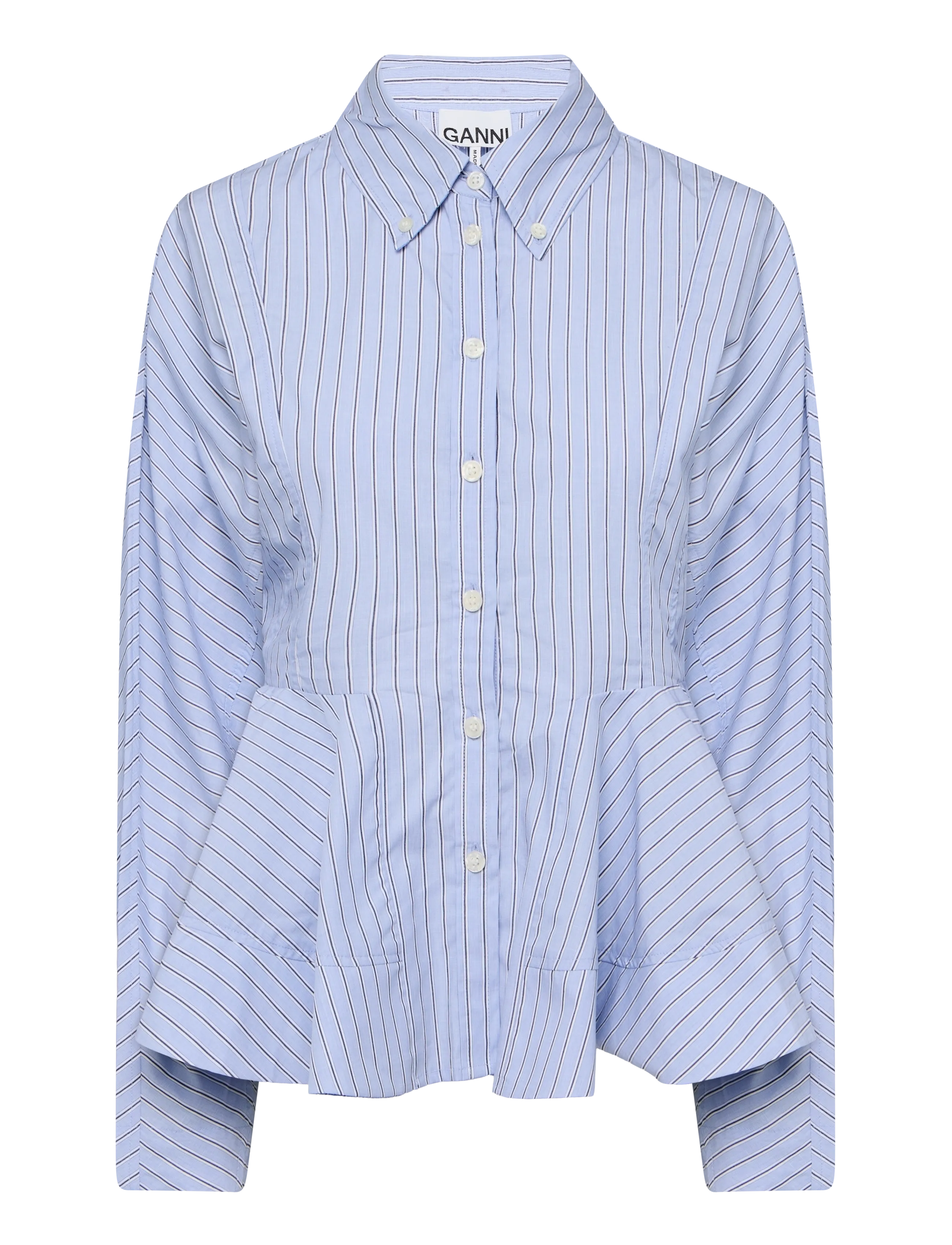 Ganni - Blue Stripe Peplum Shirt - blue - 1