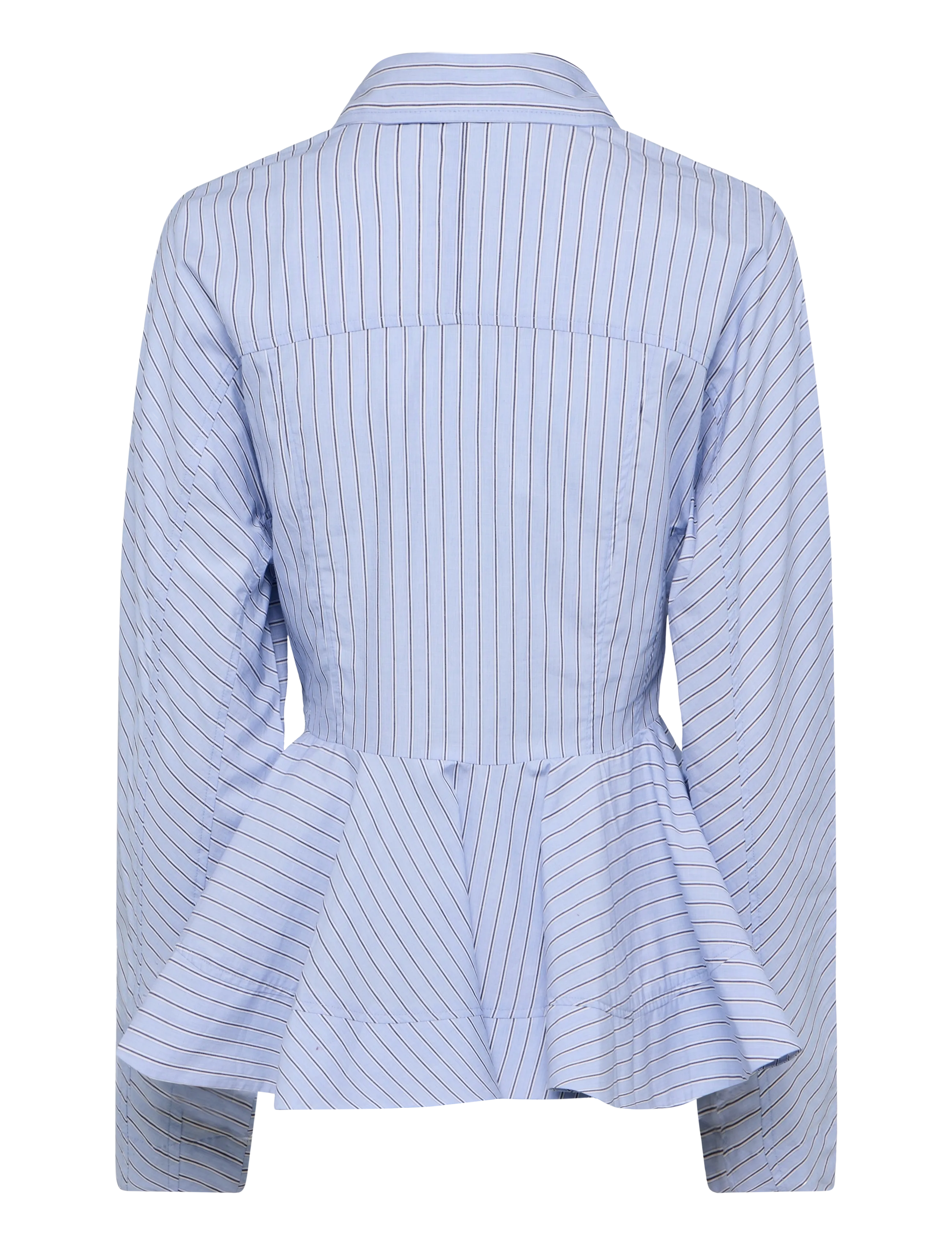 Ganni - Blue Stripe Peplum Shirt - blue - 2