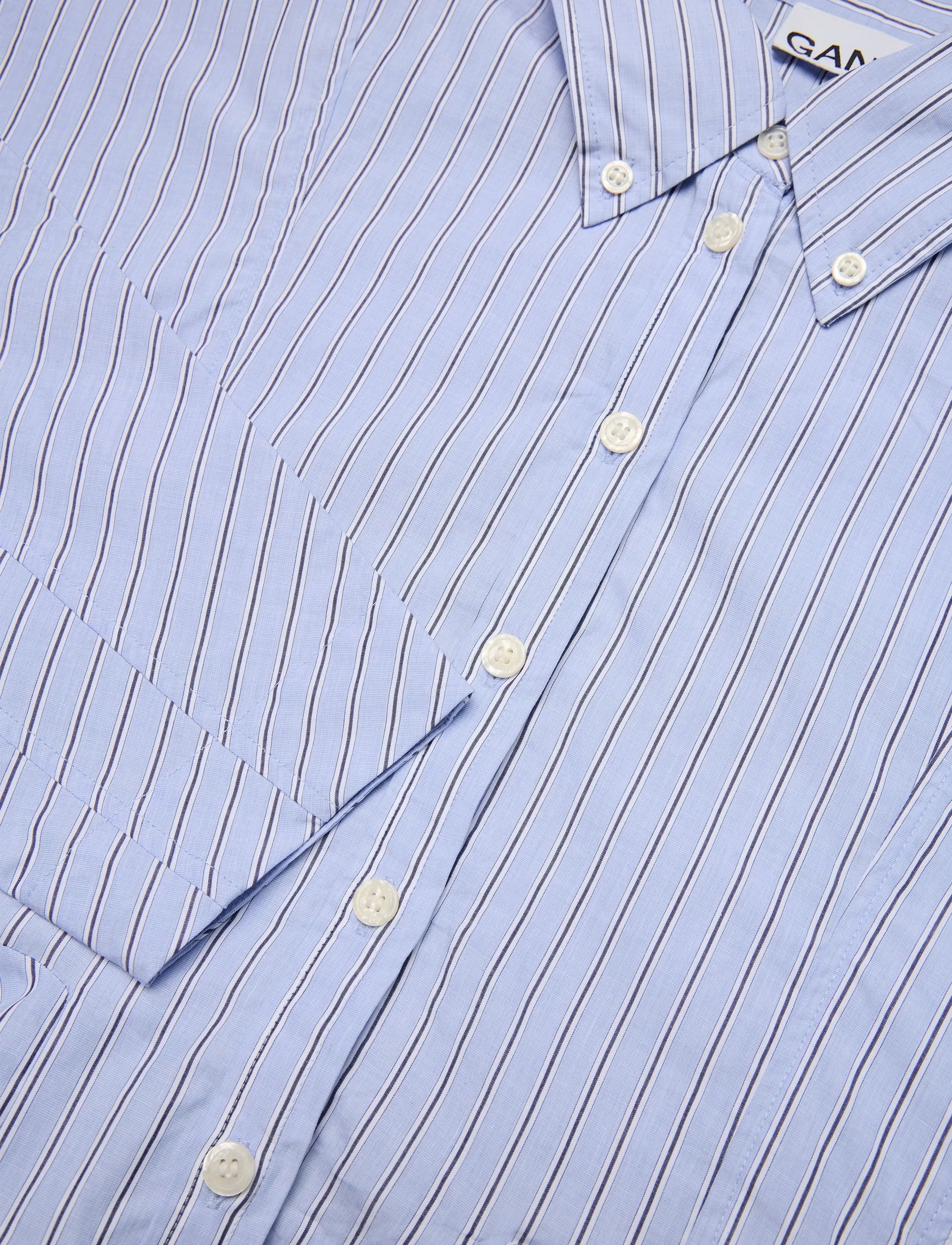 Ganni - Blue Stripe Peplum Shirt - blue - 5