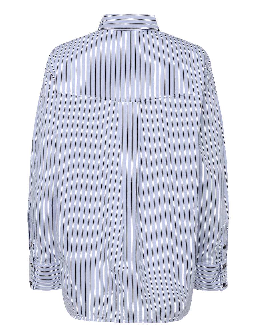 Ganni - Stripe Graphic Shirt - langærmede skjorter - blue - 1