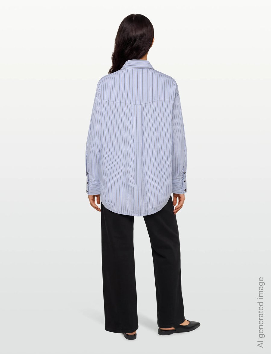 Ganni - Stripe Graphic Shirt - langærmede skjorter - blue - 4