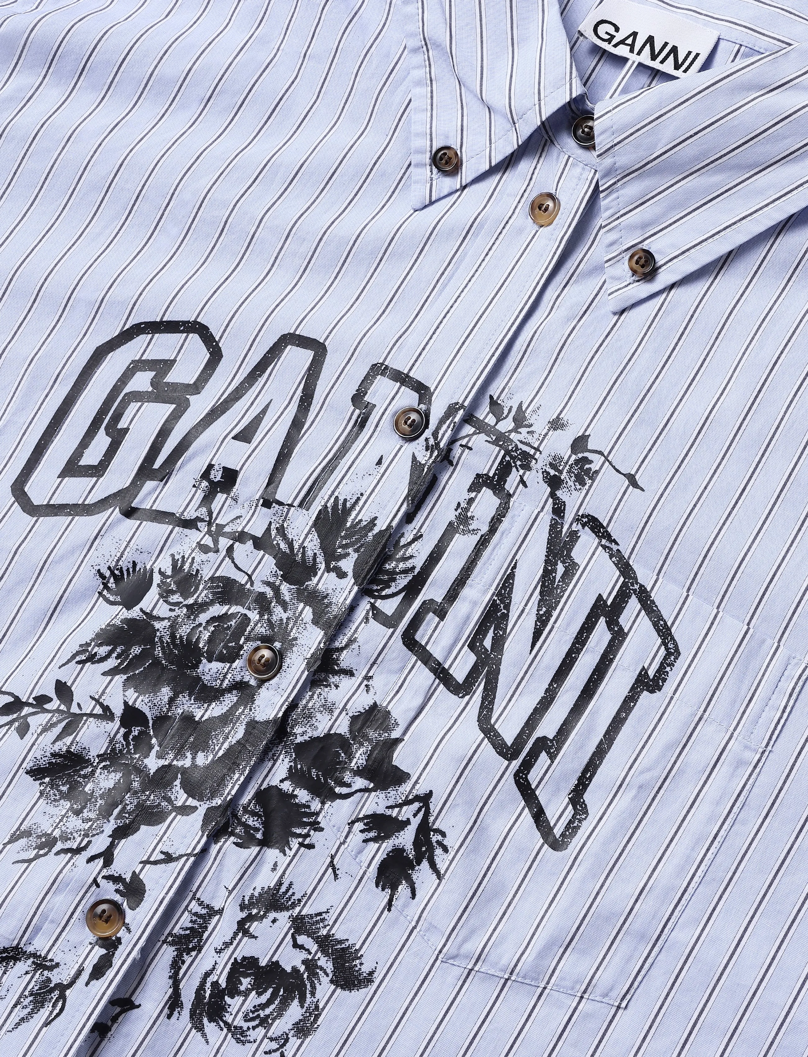 Ganni - Stripe Graphic Shirt - blue - 2