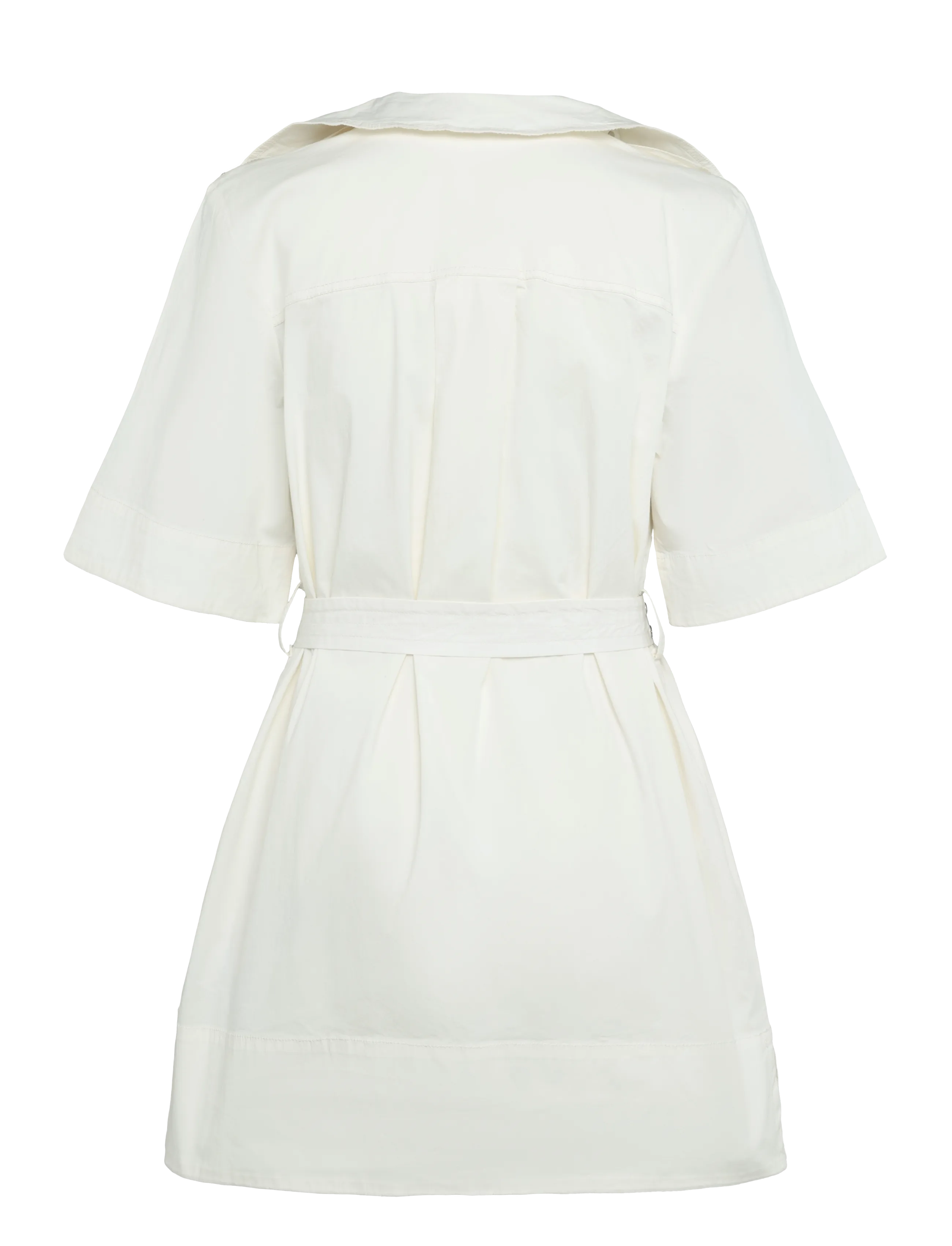 Ganni - Ivory Stretch Cotton Mini Dress - hemdkleider - white - 1