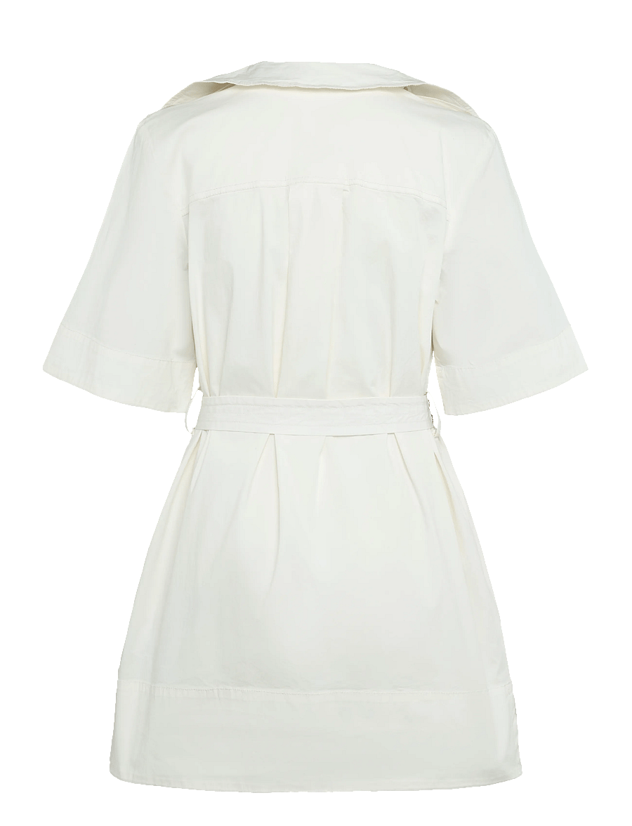 Ganni - Ivory Stretch Cotton Mini Dress - hemdkleider - white - 1