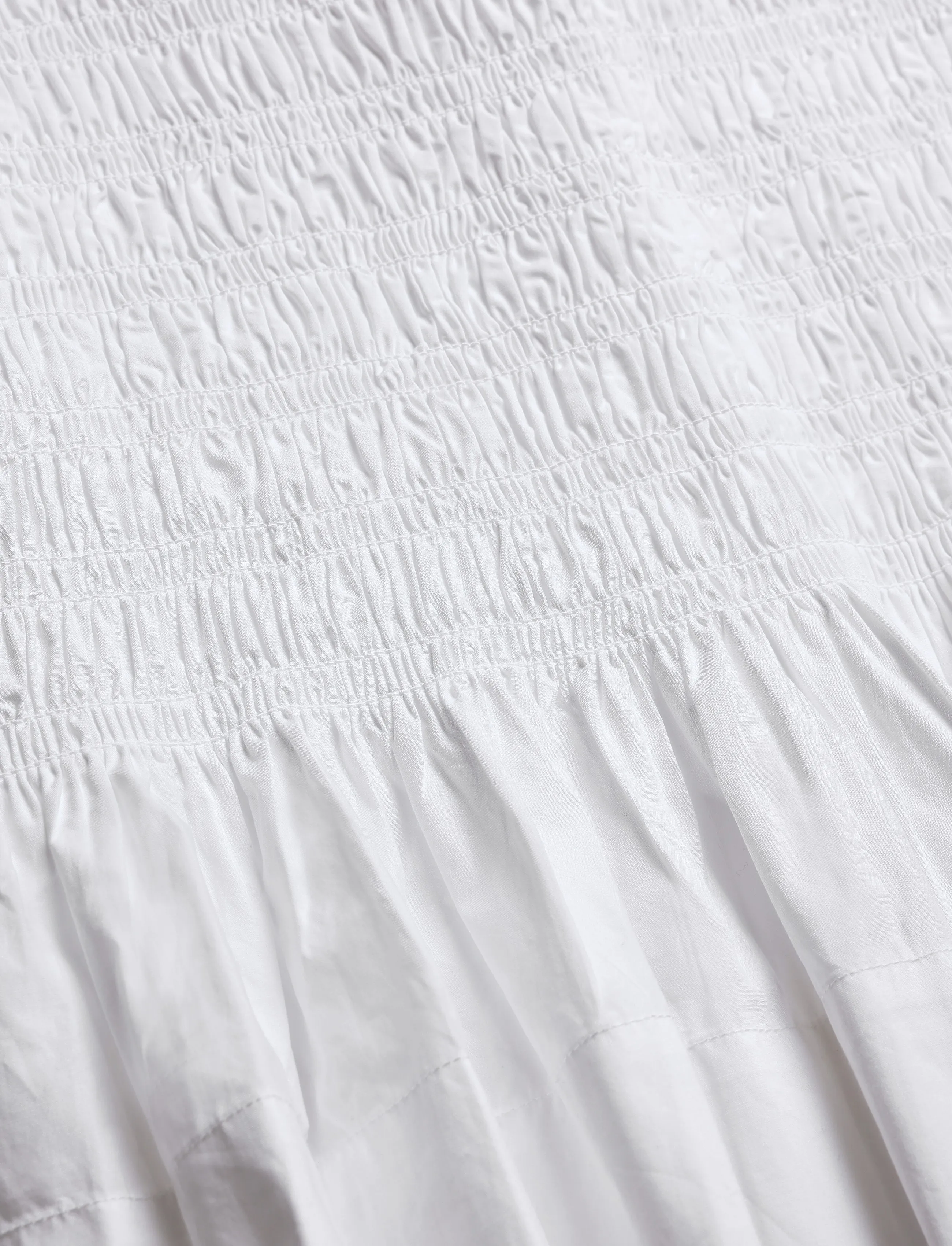 Ganni - Top In White Smocked Cotton - white - 3