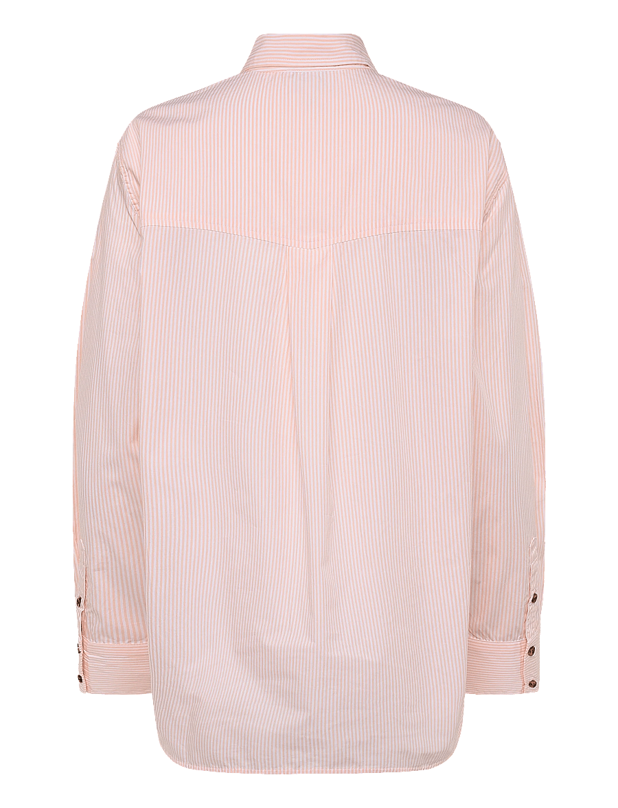 Ganni - Stripe Graphic Shirt - koszule z długimi rękawami - pink - 1