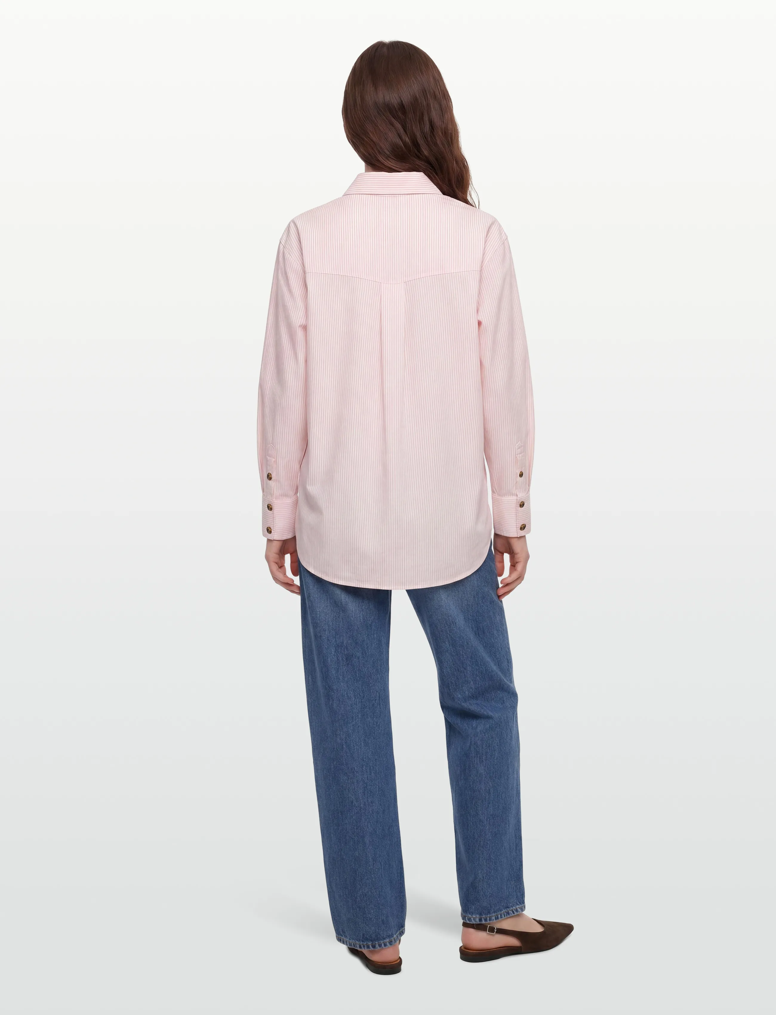 Ganni - Stripe Graphic Shirt - långärmade skjortor - pink - 4