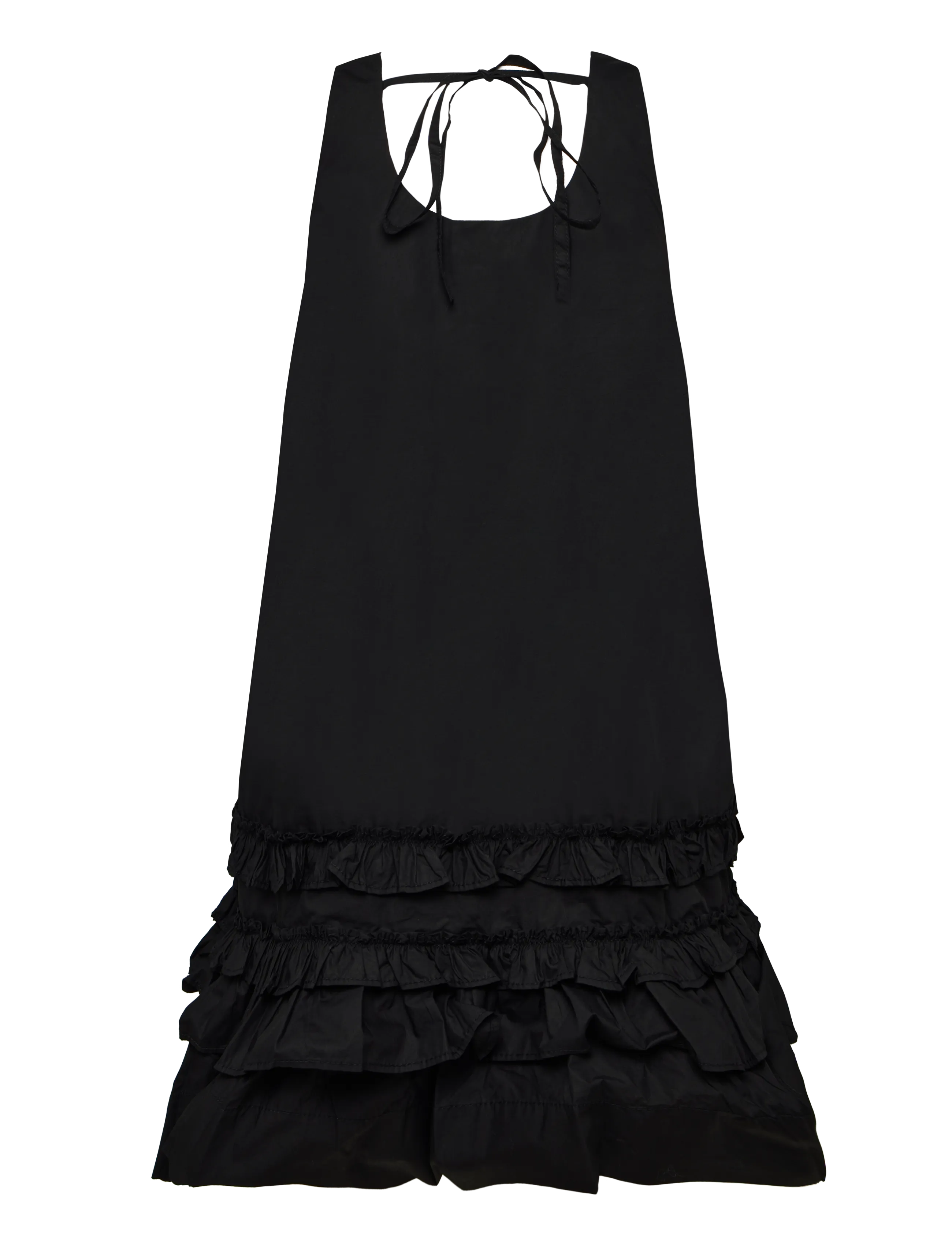 Ganni - Ruffled Organic Cotton Poplin Mini Dress - sommerkleider - black - 2