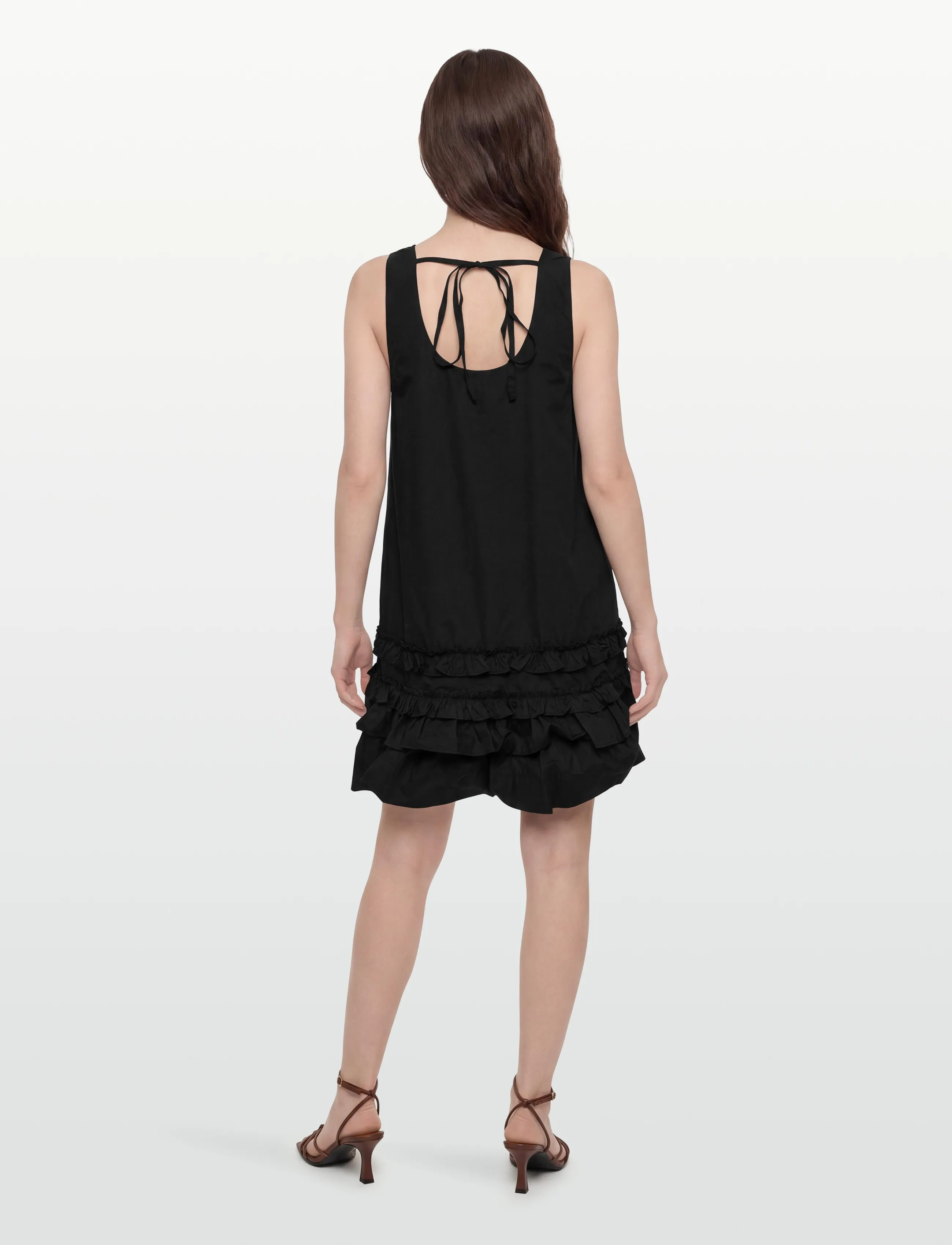 Ganni - Ruffled Organic Cotton Poplin Mini Dress - sommerkleider - black - 4