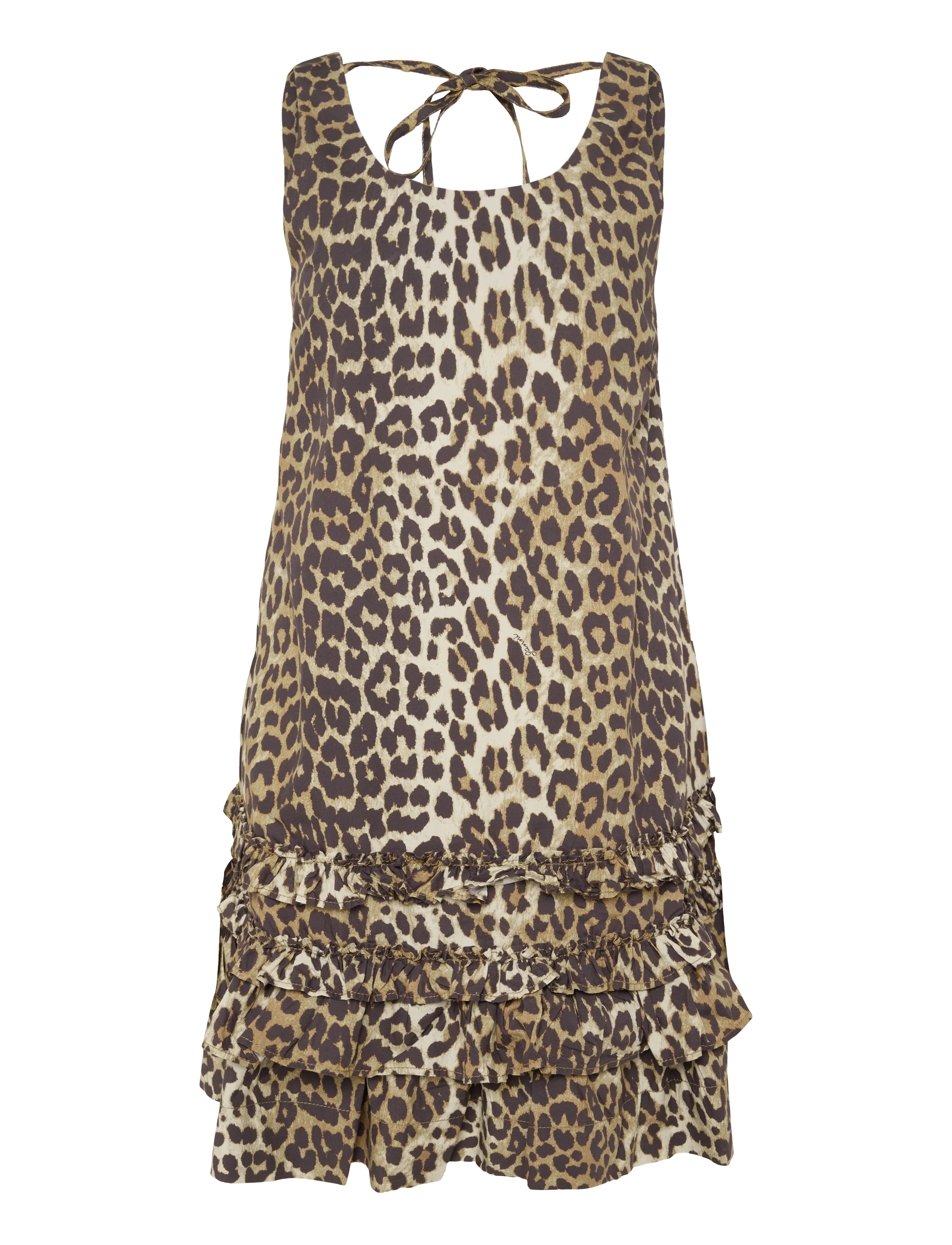 Ganni Cotton Poplin Mini Dress - Kleider - BROWN / brown