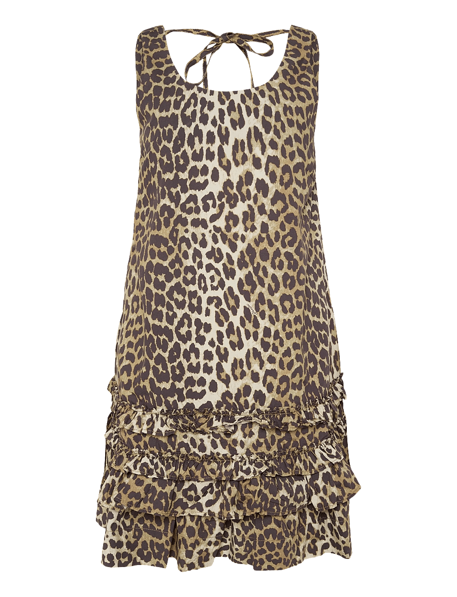 Ganni - Cotton Poplin Mini Dress - sommerkleider - brown - 0