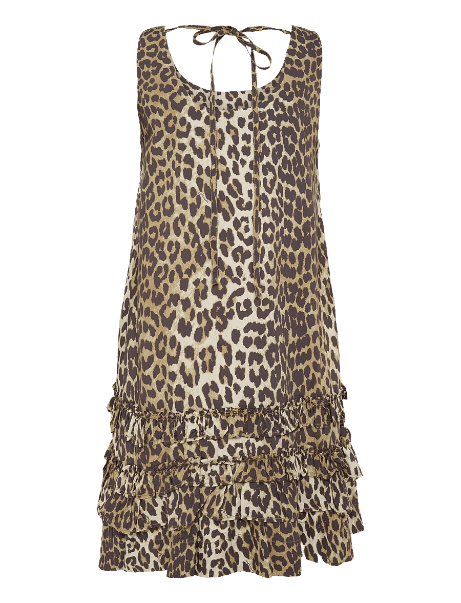 Ganni - Cotton Poplin Mini Dress - sommerkleider - brown - 1