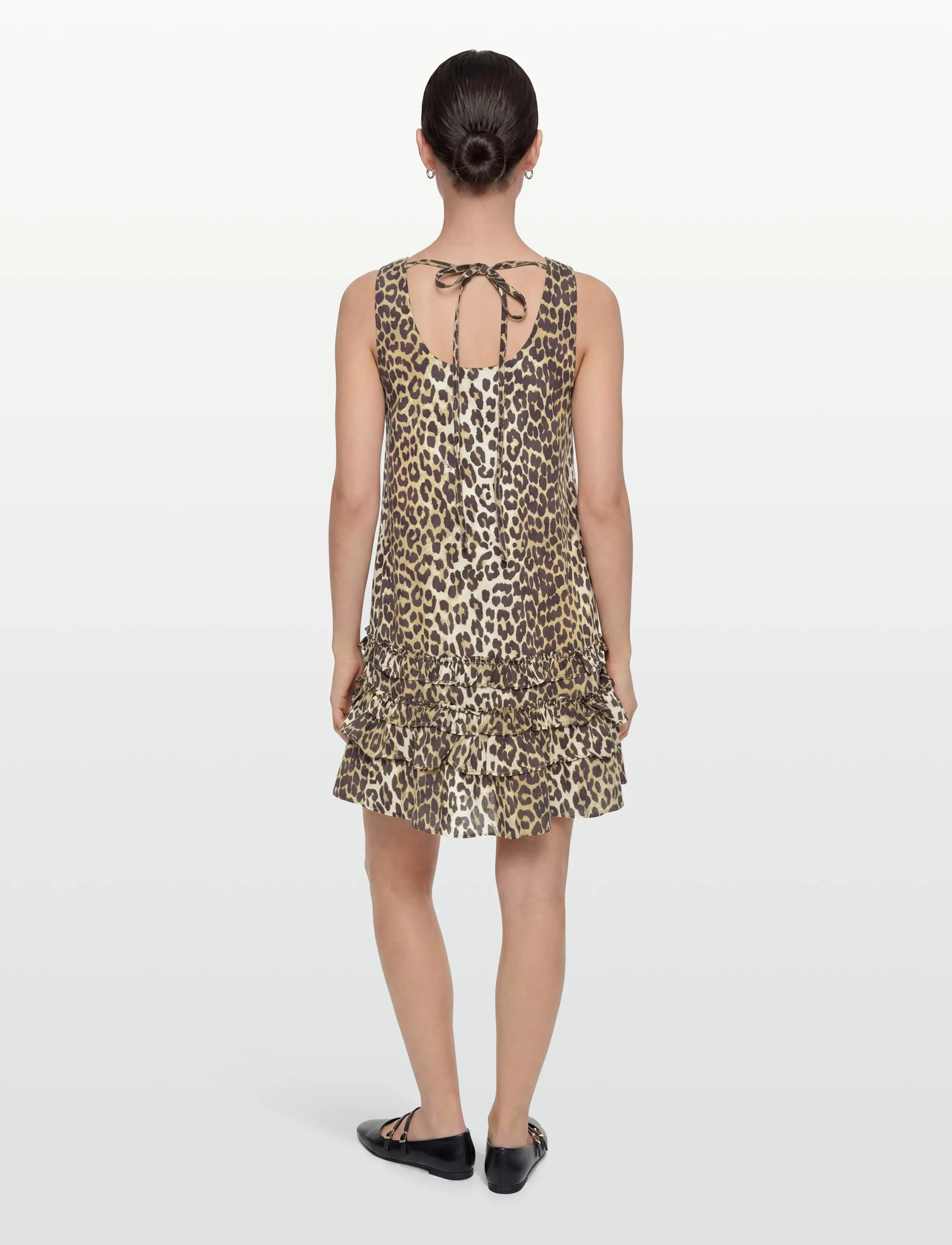 Ganni - Cotton Poplin Mini Dress - sommerkjoler - brown - 4