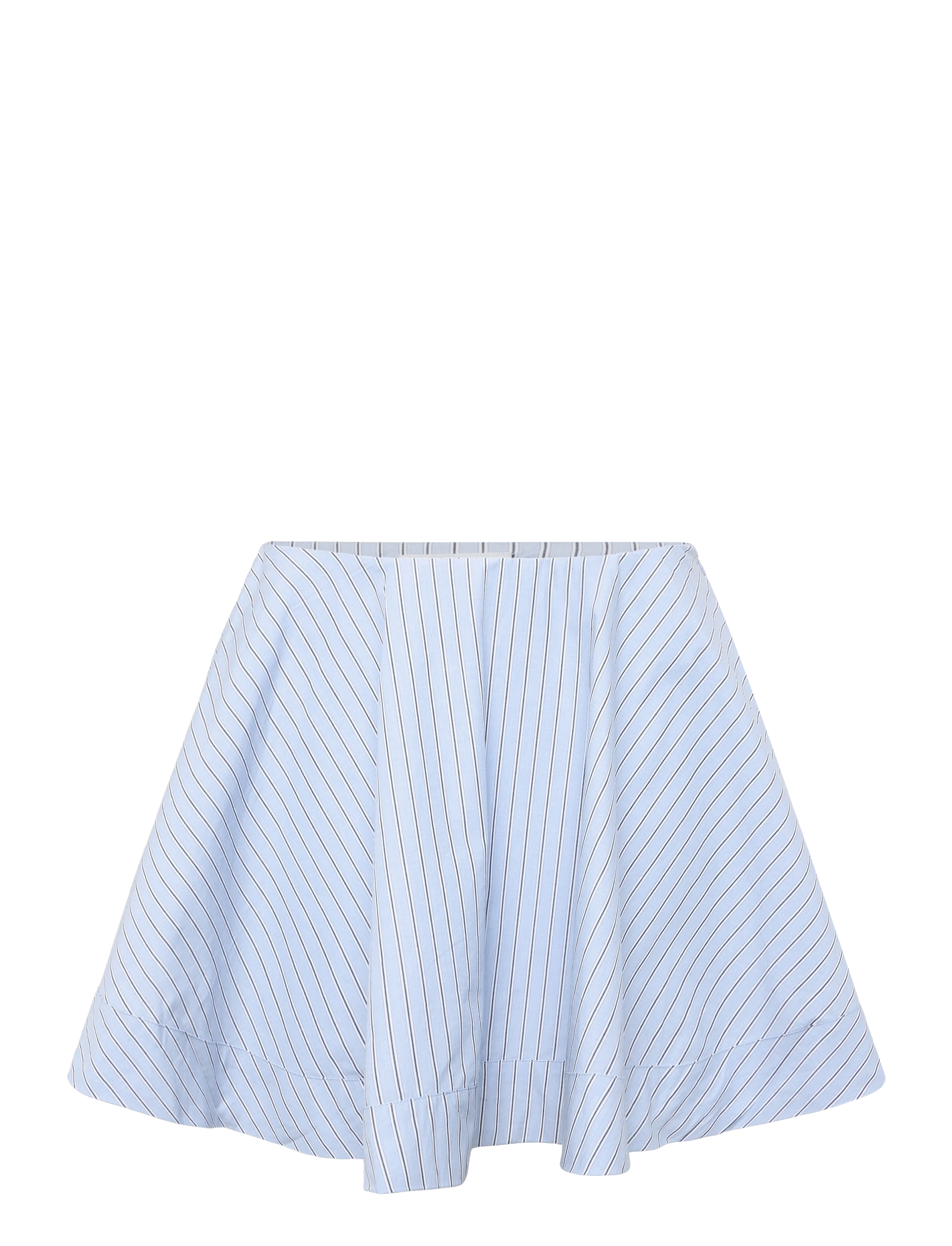 Ganni Stripe Cotton Mini Circle Skirt, Kvinder, Stribet Mini Cirkel Nederdel, Blå, Str: 44