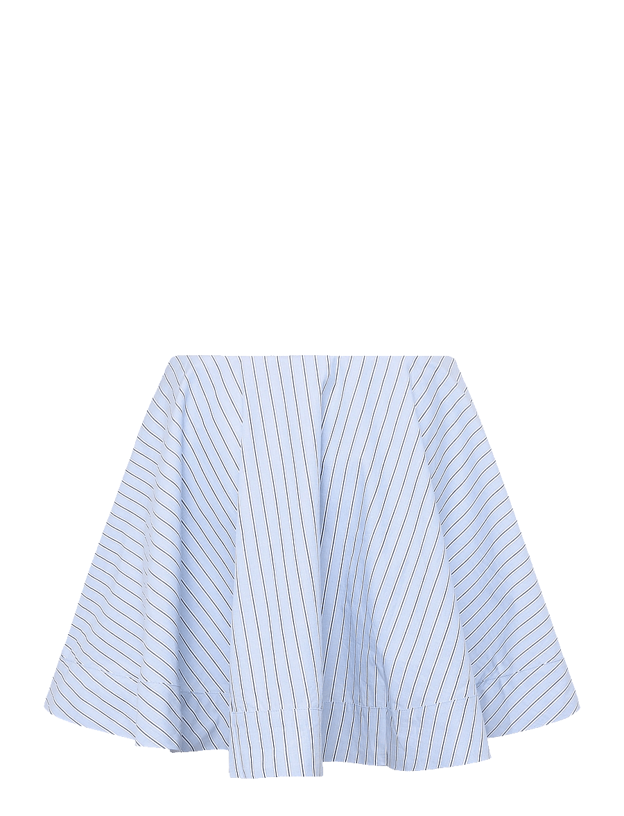 Ganni - Stripe Cotton Mini Circle Skirt - short skirts - blue - 1