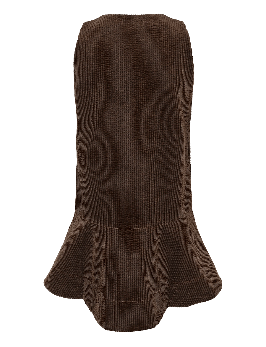 Ganni - Seersucker Corduroy V Neck Mini Dress - minikleidid - brown - 1