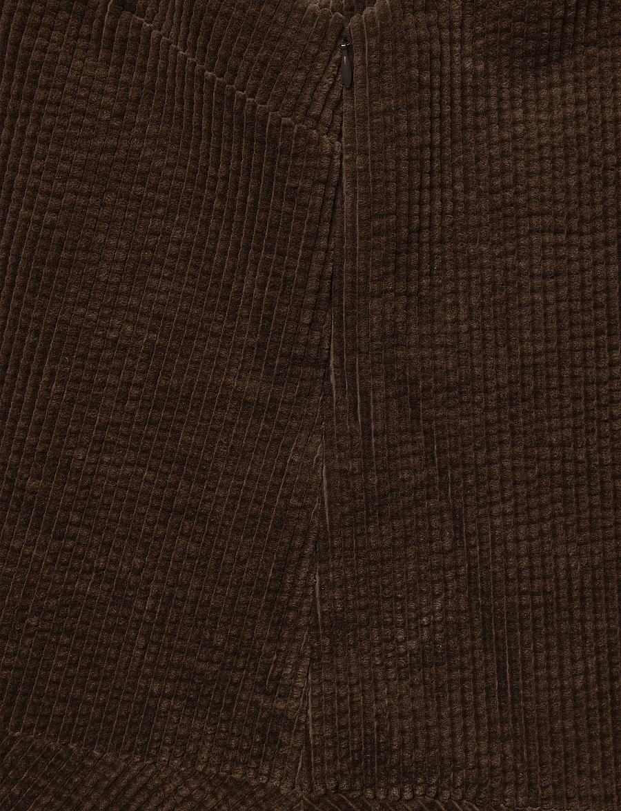 Ganni - Seersucker Corduroy V Neck Mini Dress - minikleidid - brown - 4