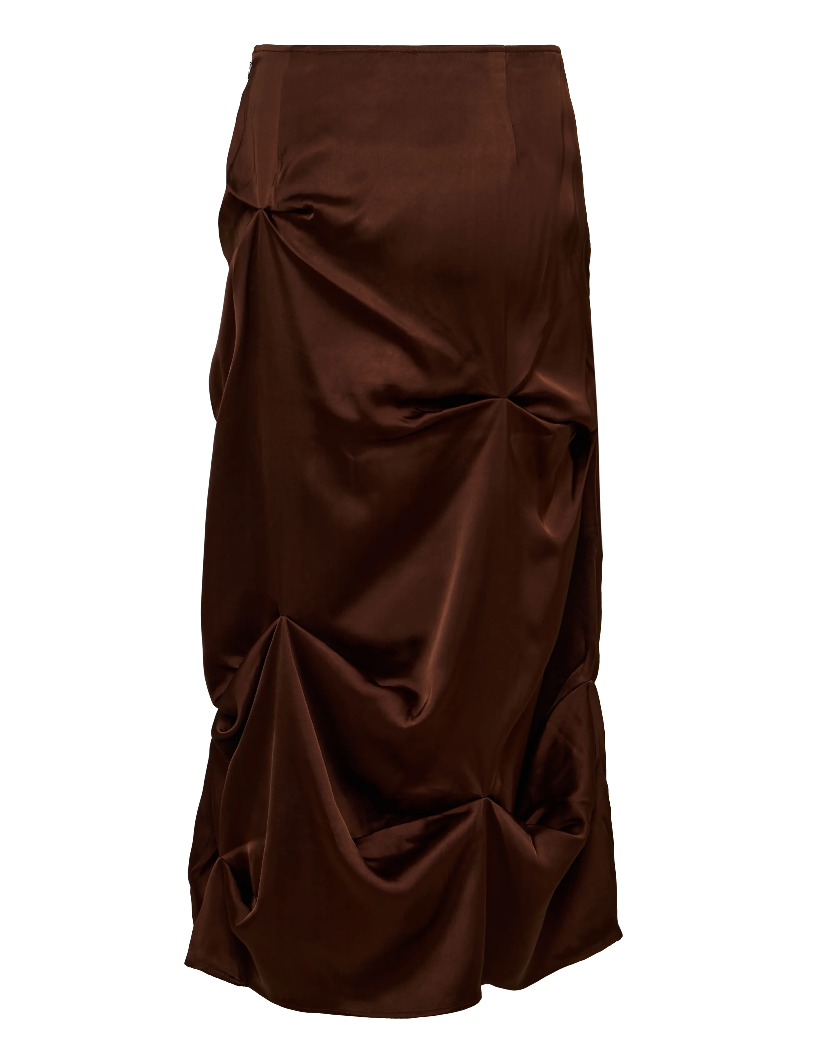 Ganni - Satin Tuck Detail Long Skirt - brown - 1