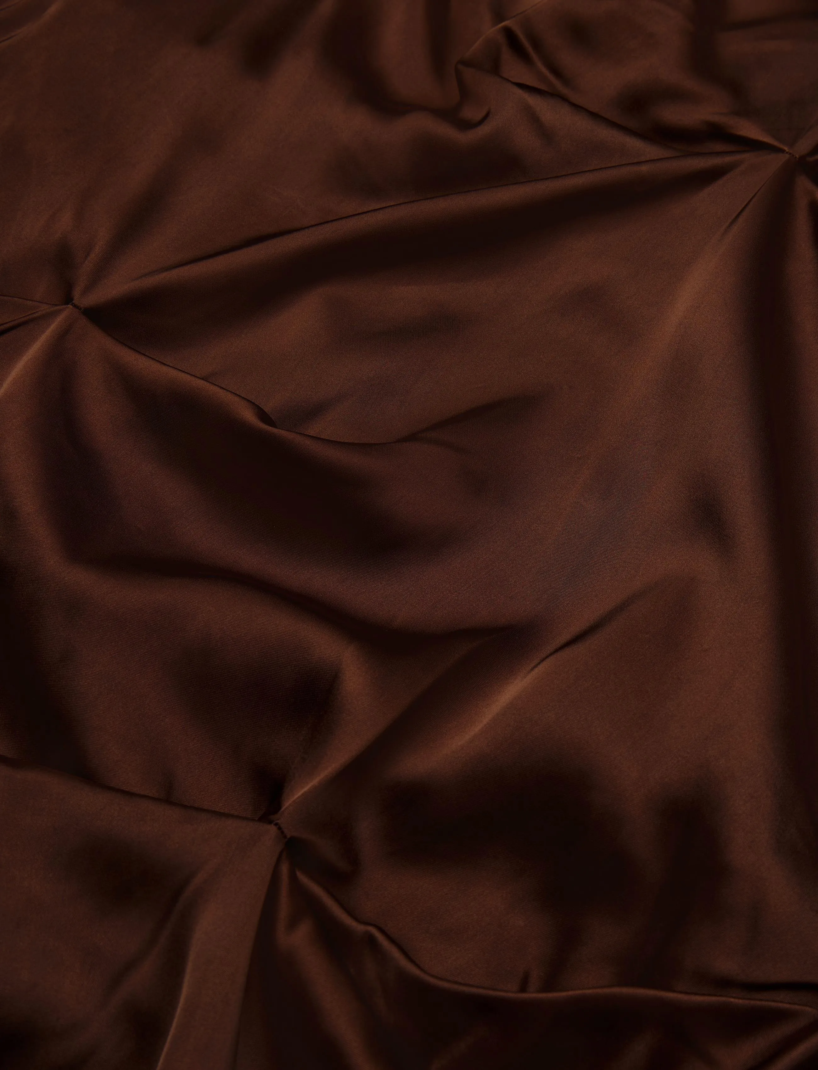 Ganni - Satin Tuck Detail Long Skirt - brown - 2