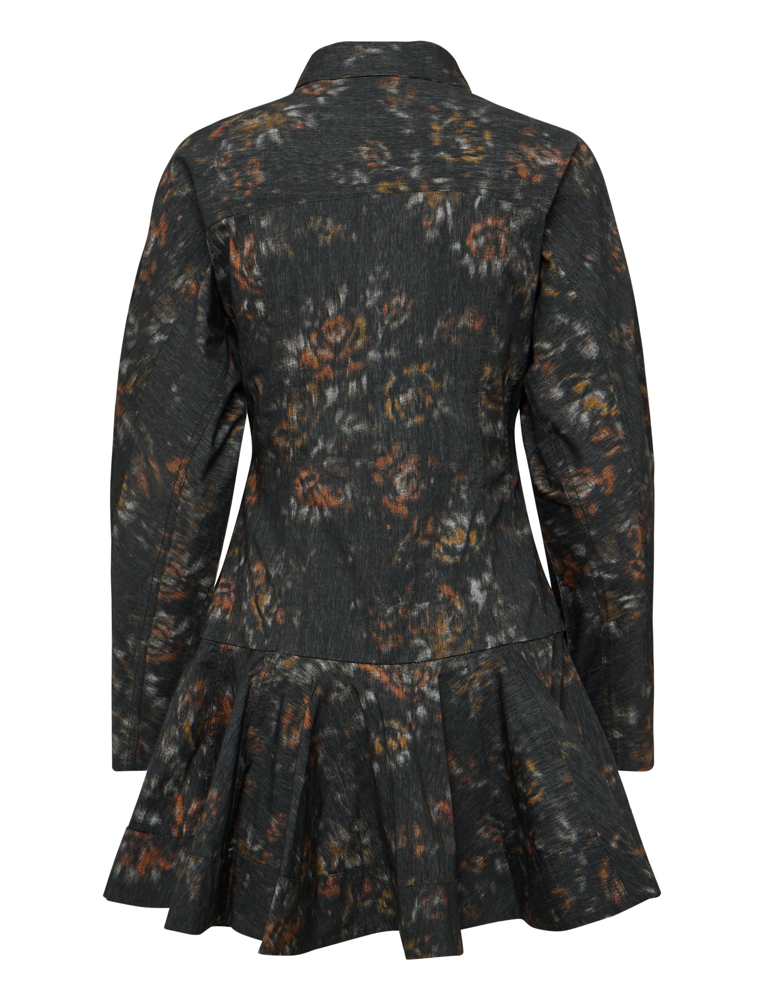 Ganni - Stretch Cotton Buttoned Mini Dress In Phantom Floral - grey - 1