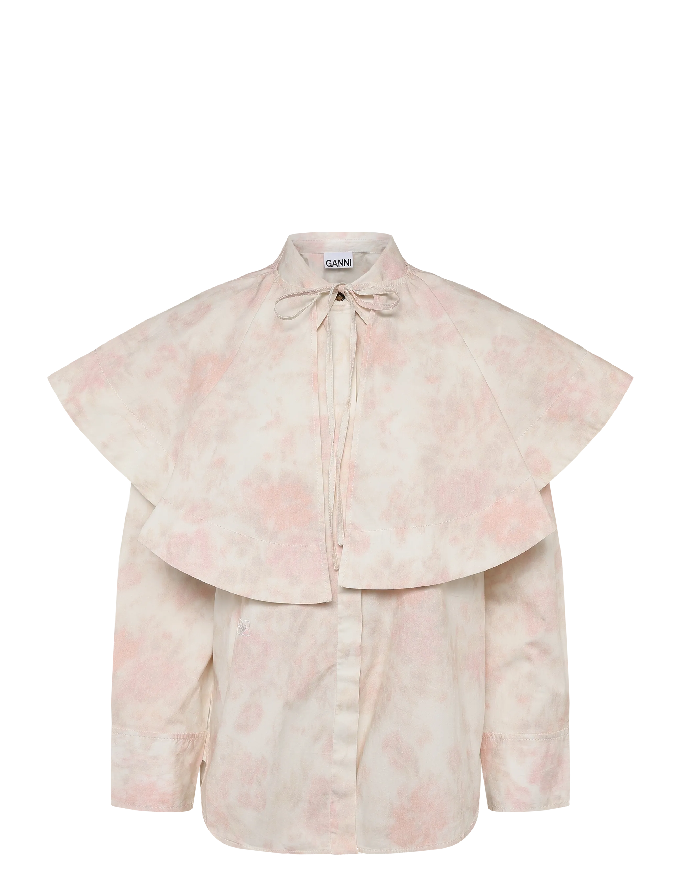Ganni Printed Stretch Cotton Circle Collar Shirt - Blouses & Shirts - WHITE / white