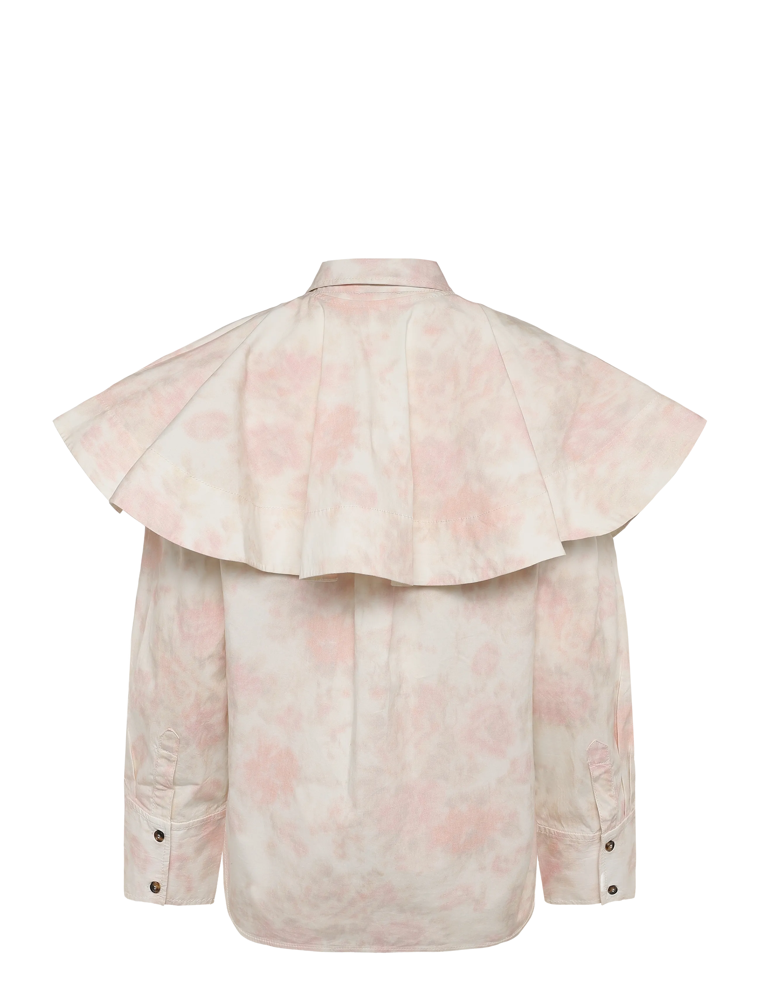 Ganni - Printed Stretch Cotton Circle Collar Shirt - white - 1