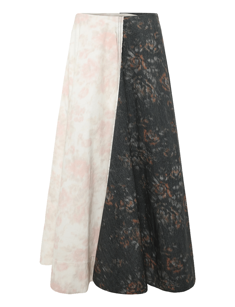 Ganni - Printed Stretch Cotton Long Circle Skirt - maxi skirts - multicolored - 1