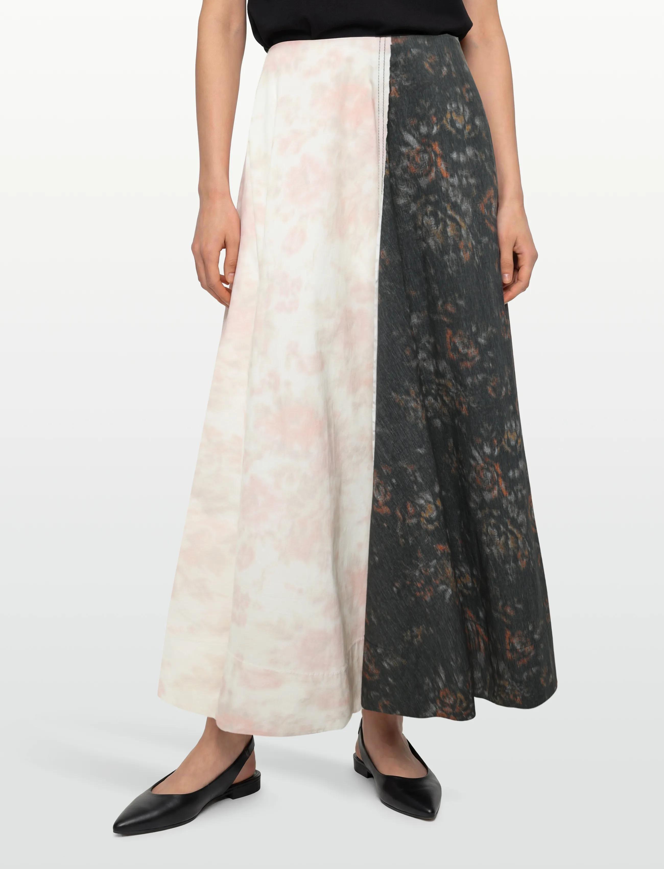 Ganni - Printed Stretch Cotton Long Circle Skirt - multicolored - 3