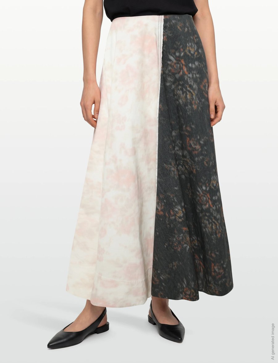 Ganni - Printed Stretch Cotton Long Circle Skirt - maxi skirts - multicolored - 3