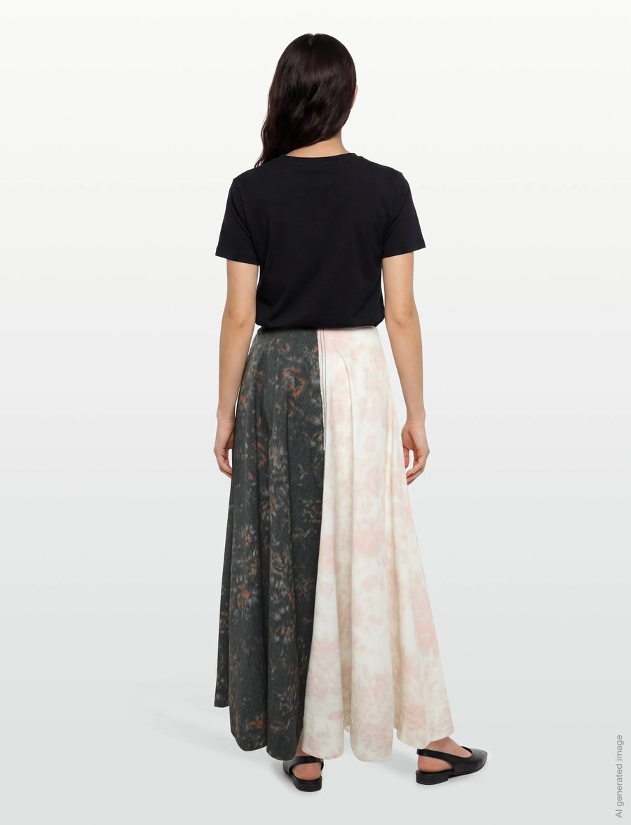 Ganni - Printed Stretch Cotton Long Circle Skirt - maxi skirts - multicolored - 4