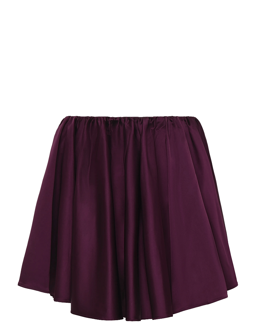 Ganni - Technical Stretch Satin Draped Mini Skirt - satinnederdele - red - 1