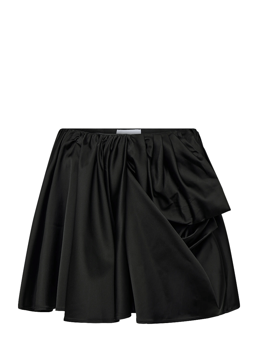 Ganni - Technical Stretch Satin Draped Mini Skirt - jupes en satin - red - 0
