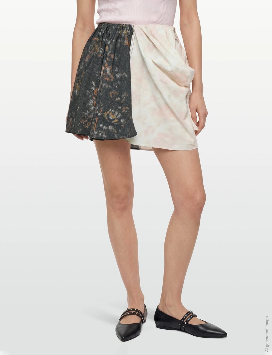 Ganni - Printed Draped Mini Skirt - kurze röcke - multicolored - 3