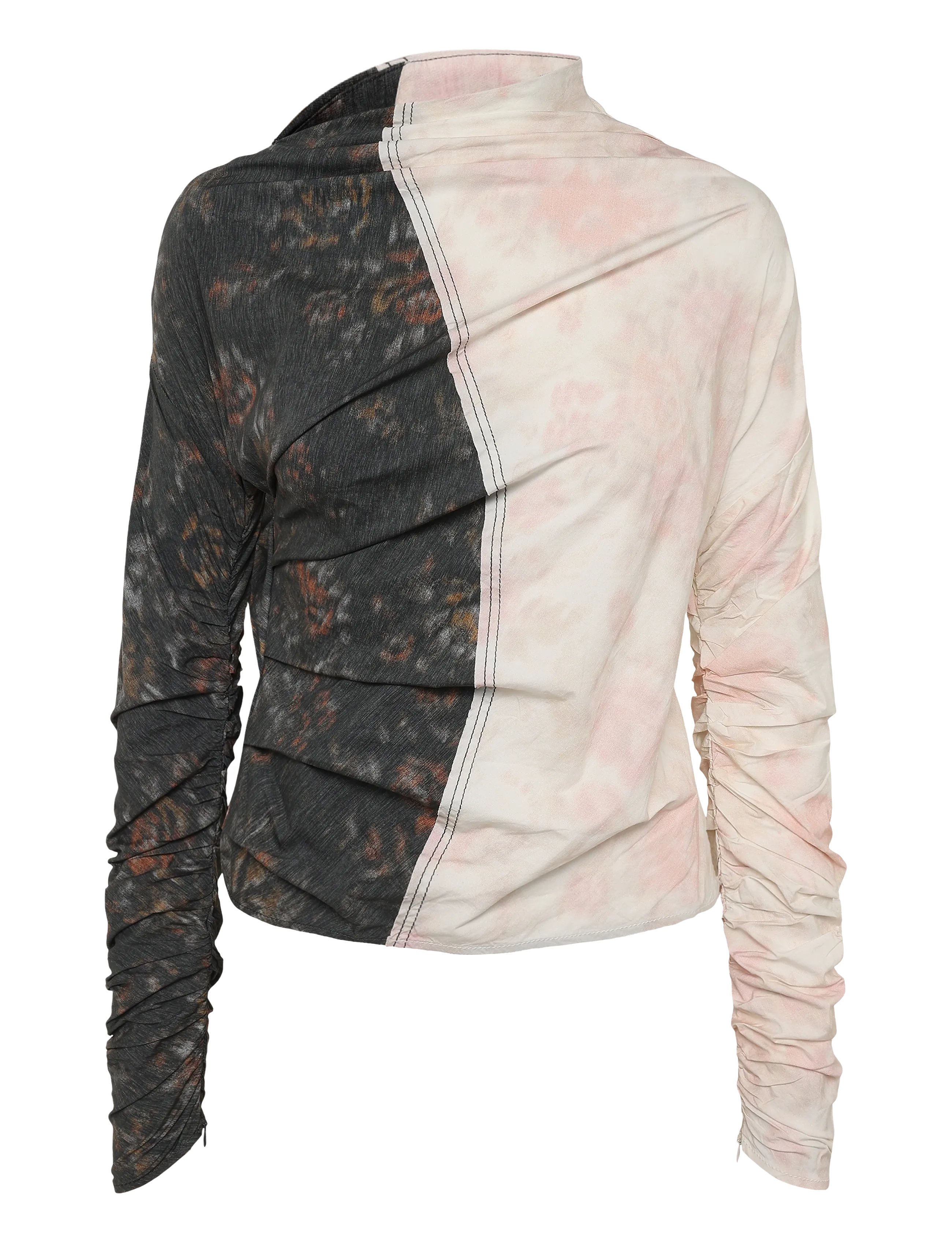 Ganni Printed Stretch Cotton Ruched Top - Megztiniai - MULTICOLORED / multi