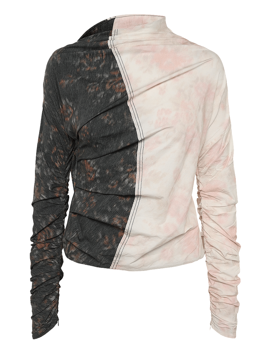 Ganni - Printed Stretch Cotton Ruched Top - striktrøjer - multicolored - 0