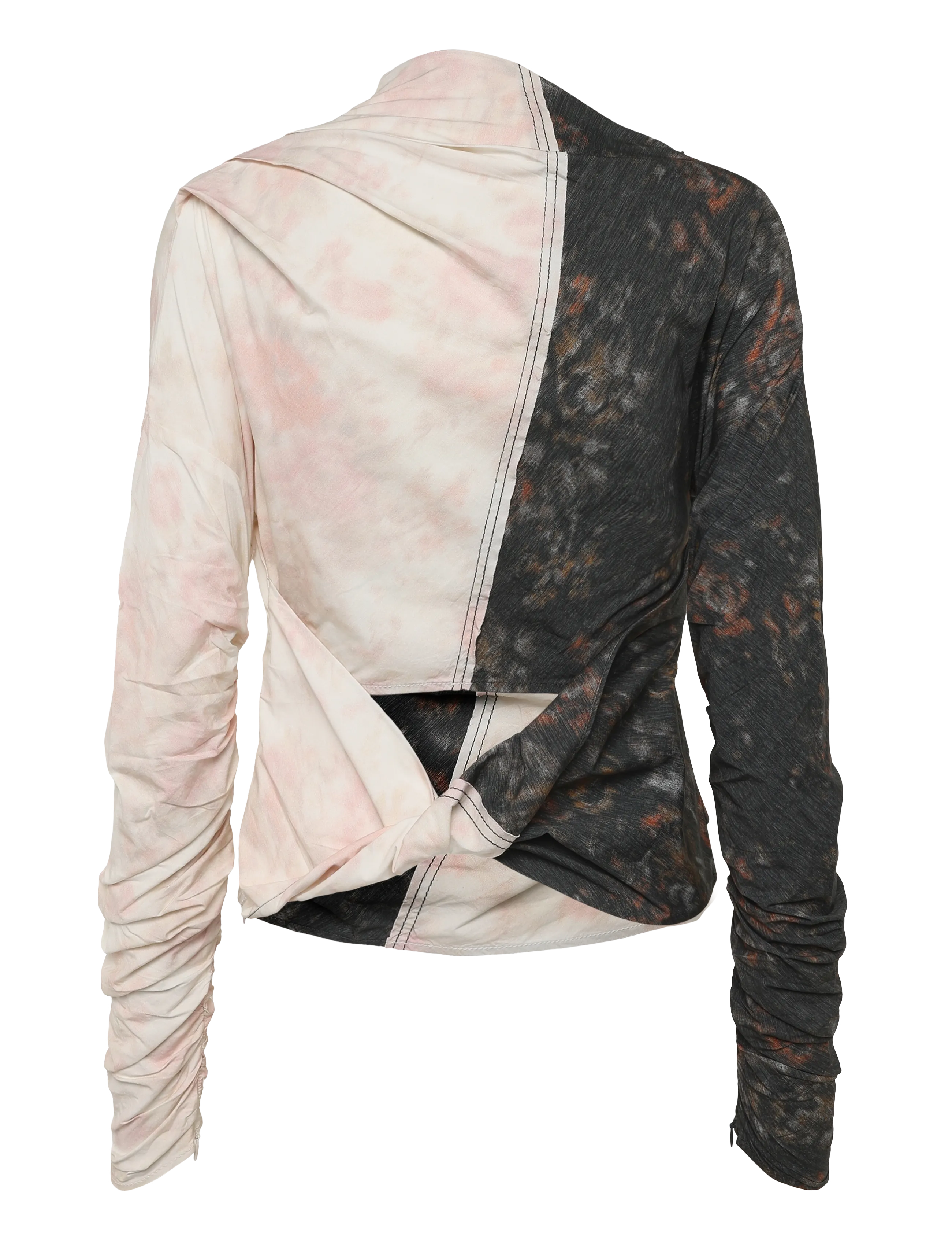Ganni - Printed Stretch Cotton Ruched Top - multicolored - 1