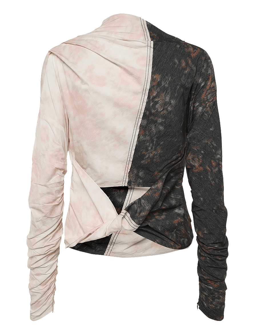 Ganni - Printed Stretch Cotton Ruched Top - striktrøjer - multicolored - 1