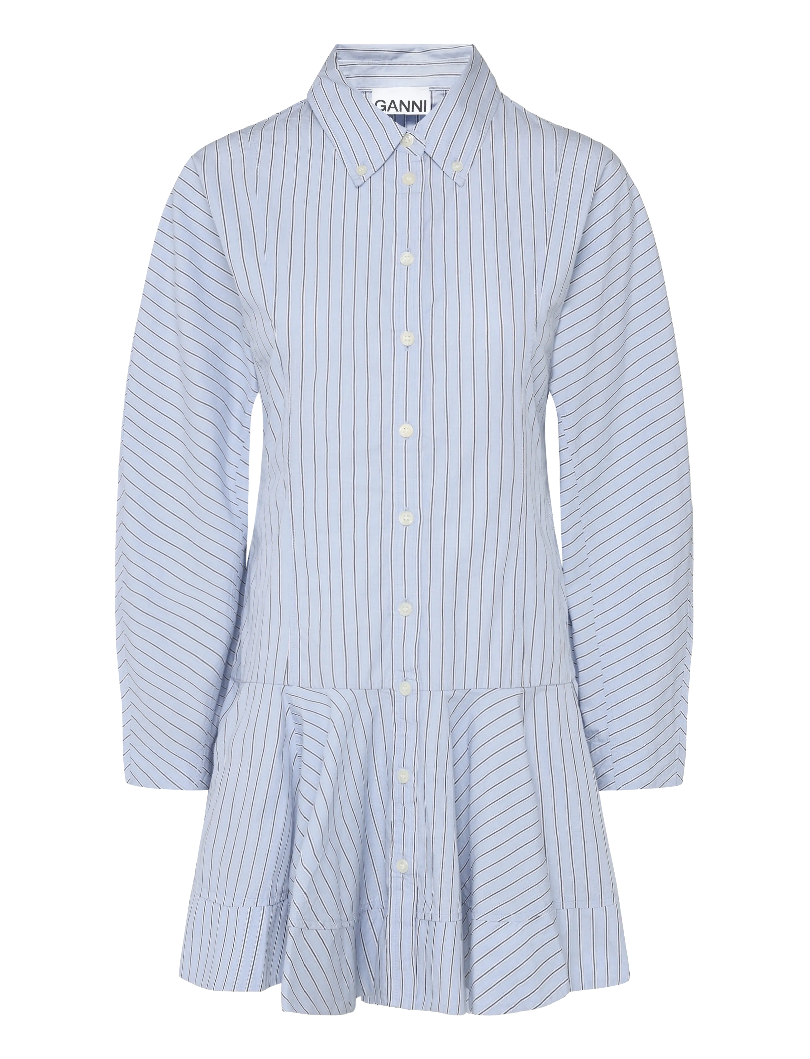 Ganni Stripe Shirt Dress - Sukienki krótkie - BLUE / blue