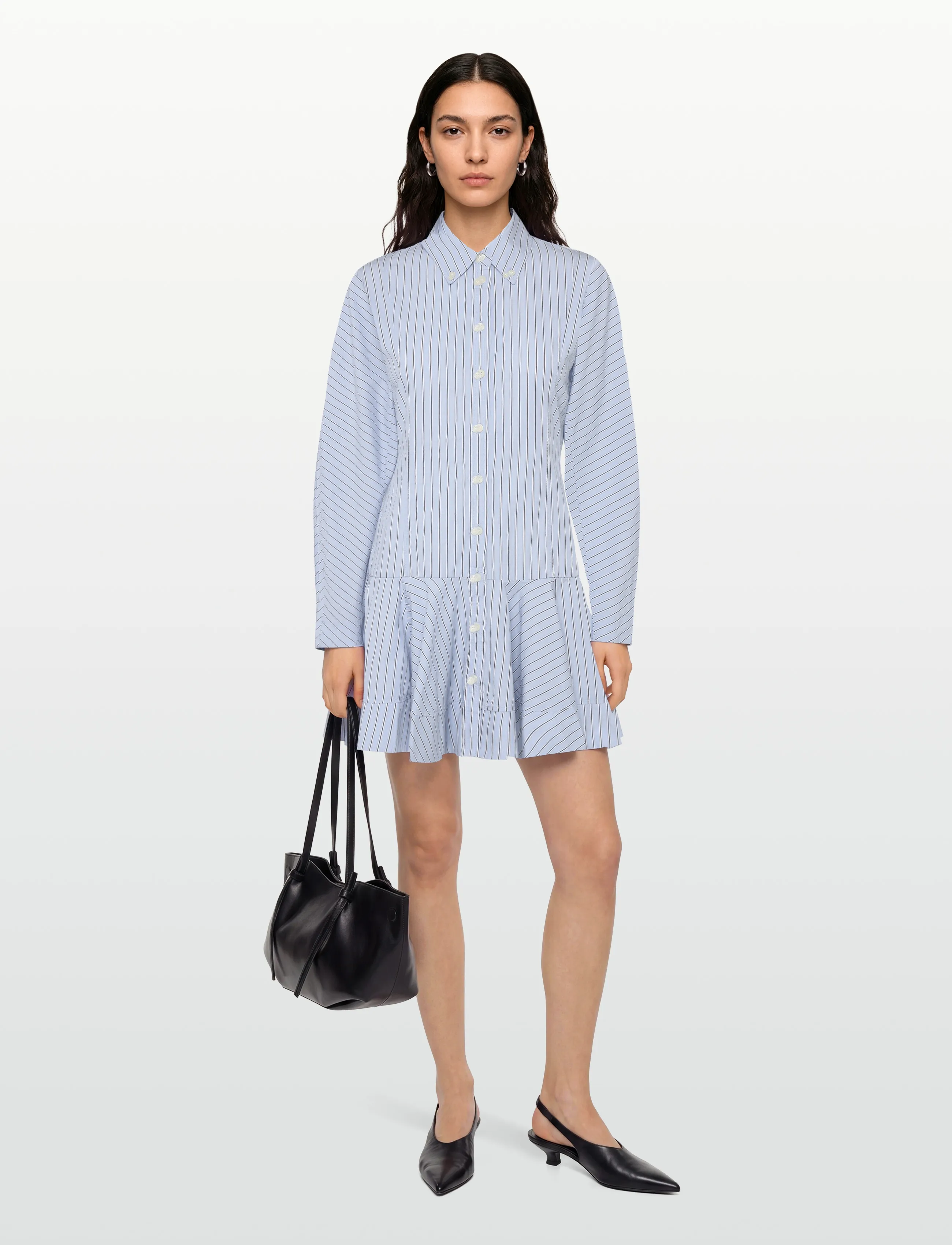 Ganni Stripe Shirt Dress, Kvinder, Flæse Skjortekjole, Blå, Str: 38