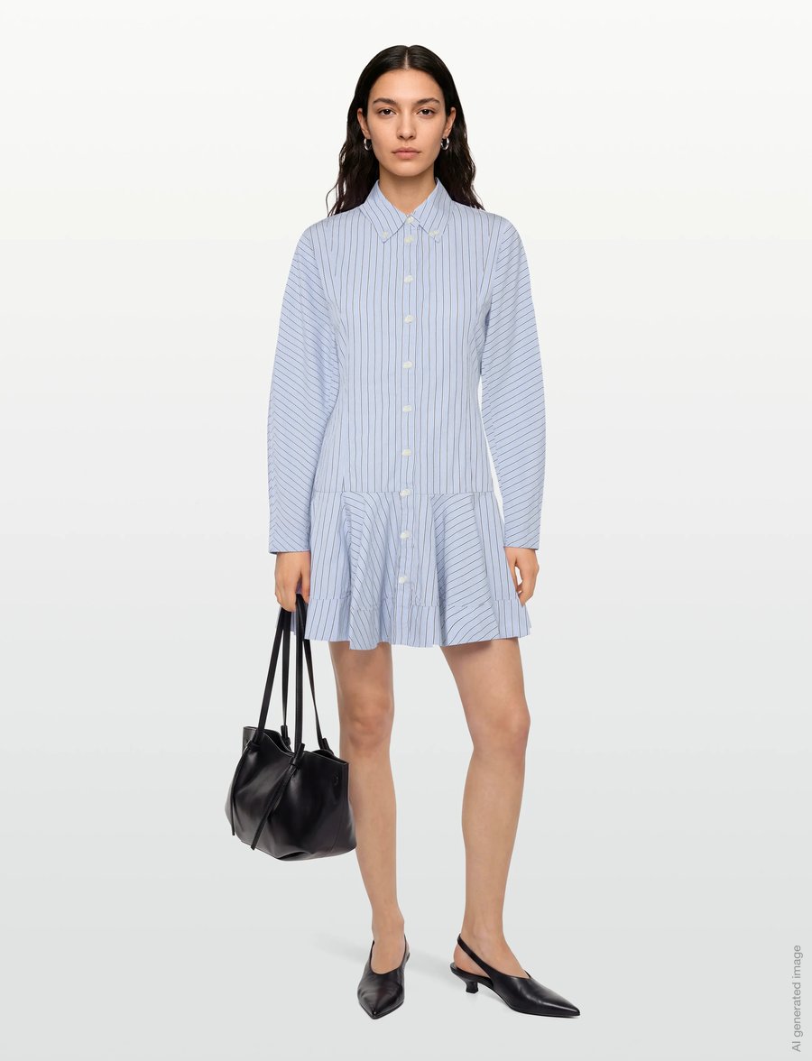 Ganni - Stripe Shirt Dress - sommerkleider - blue - 0