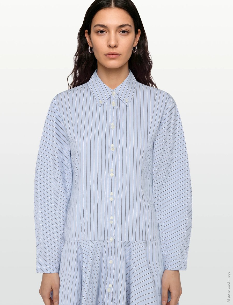 Ganni - Stripe Shirt Dress - sommerkleider - blue - 3