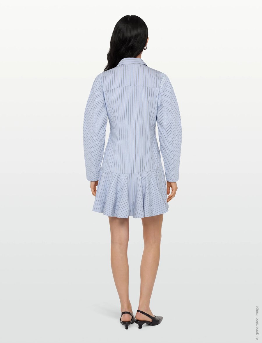 Ganni - Stripe Shirt Dress - sommerkleider - blue - 4
