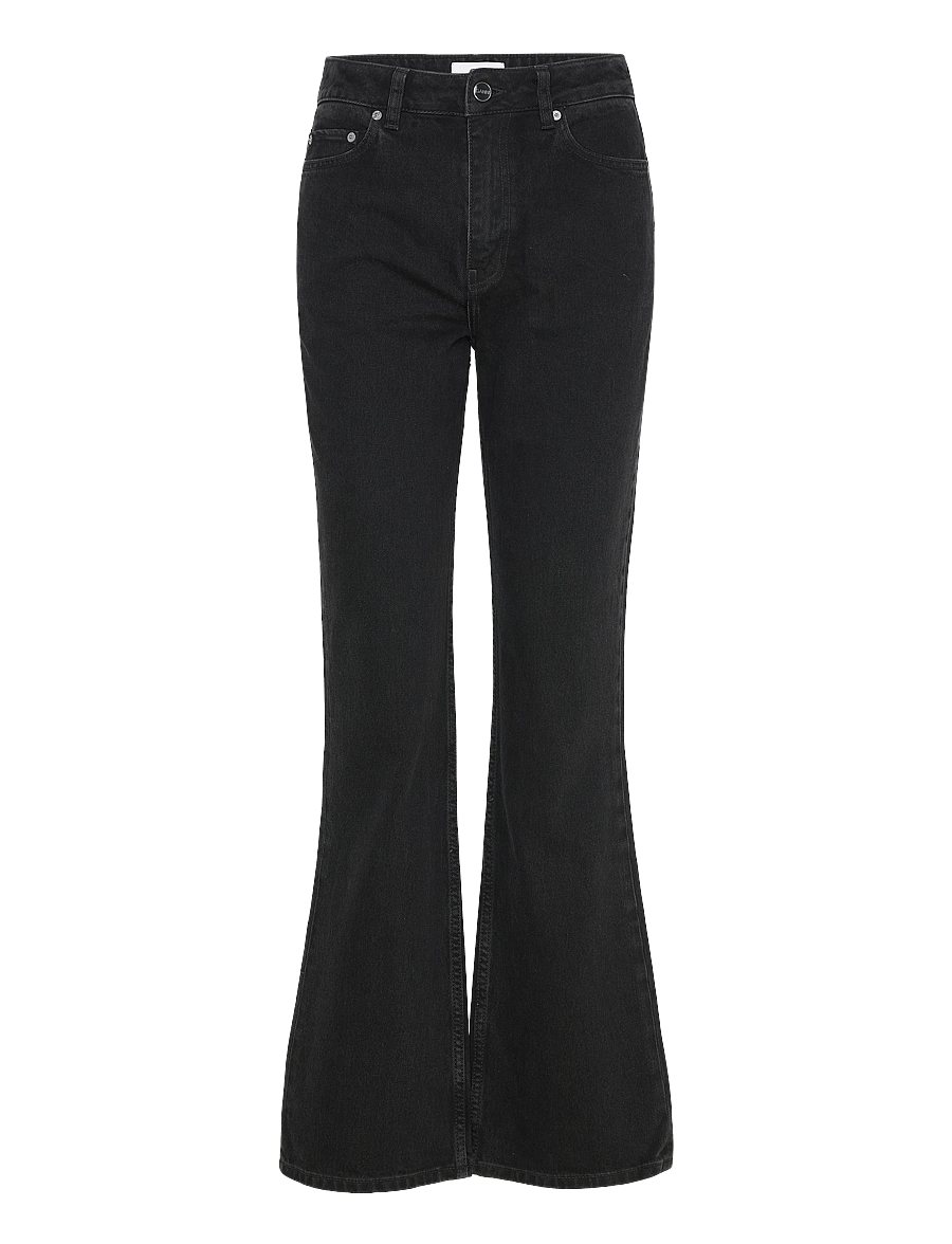 Ganni - Jeans Washed Black - utsvängda jeans - washed black - 0