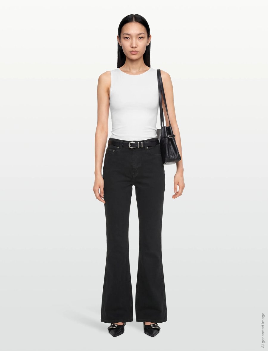 Ganni - Jeans Washed Black - alt eriti laia säärega teksad - washed black - 0