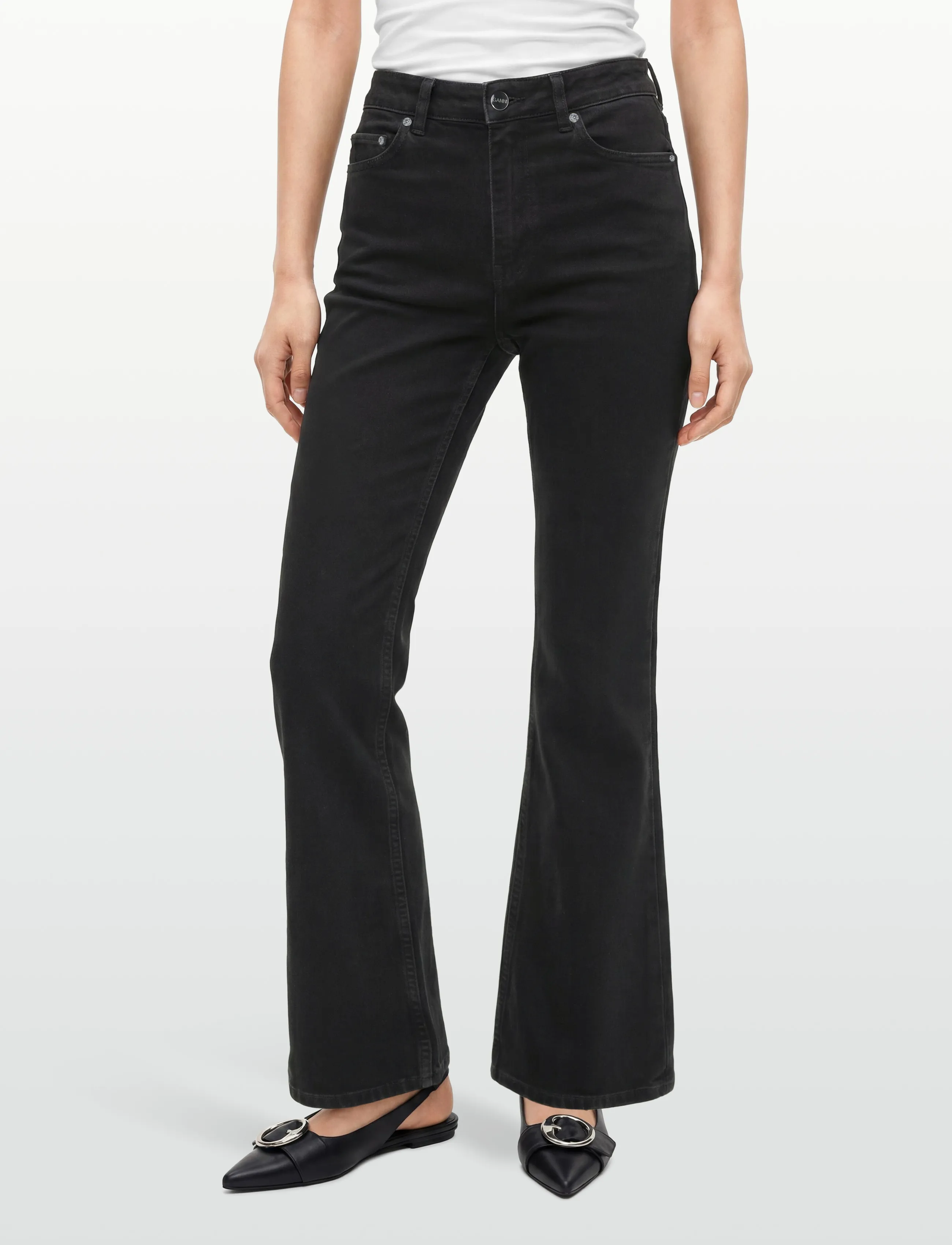 Ganni - Jeans Washed Black - alt eriti laia säärega teksad - washed black - 3