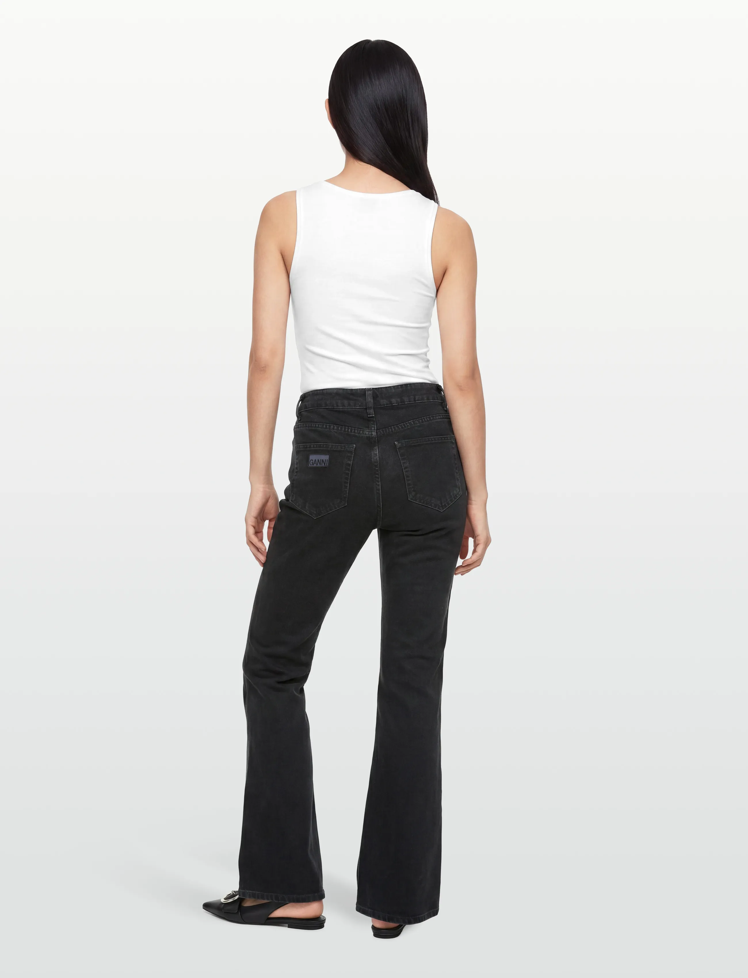 Ganni - Jeans Washed Black - alt eriti laia säärega teksad - washed black - 4